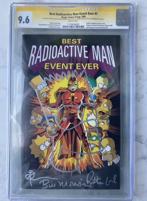 2009 Simpsons RADIOACTIVE MAN #1 CGC 9.6 SS TRIPLE SIGNATURE Bongo Comics