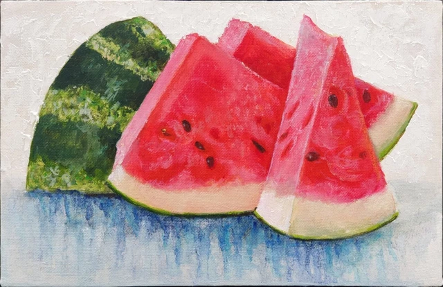 Arte de sandía, arte de pared de comida, tablero de lienzo de frutas,...