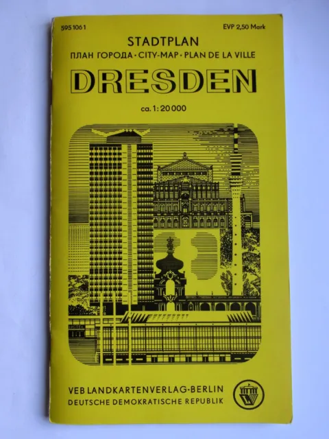 DDR Stadtplan Dresden Landkarte VEB Landkartenverlag Berlin 1 : 20 000 von 1976