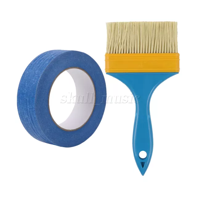 2 Pieces Paint Brush w/ Blue Plastic Handle 4inch & Painter's Tape 55 Yard Set