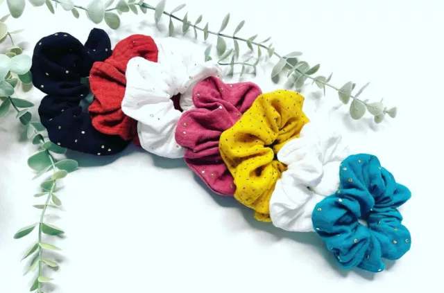 Chouchous pour cheveux Gaze De Coton Tout Doux-  x 7 Pièces scrunchies