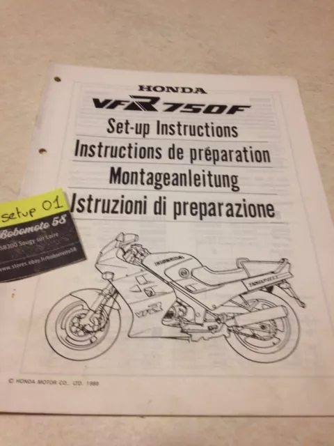 Honda VFR750F VFR750 F VFR 750 Instruction Setup Preparation Manual