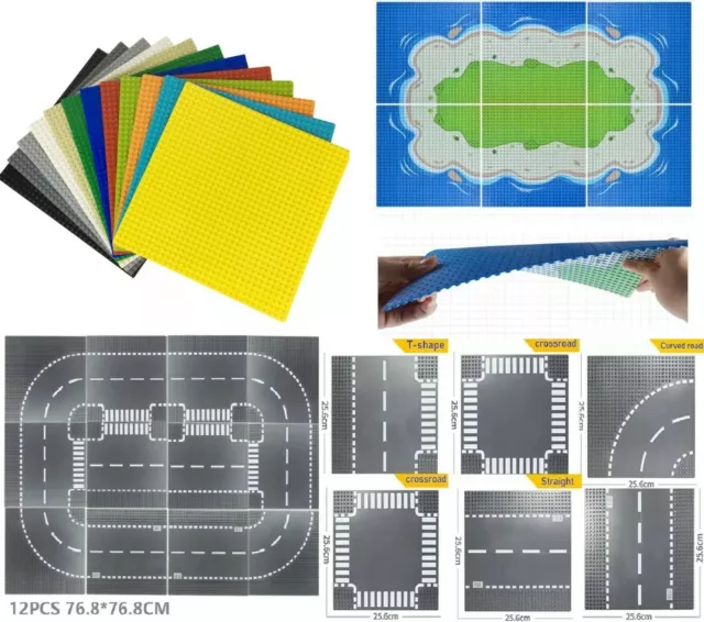 32 X 32 farbige Grund Basis Platten Straße Set Bausteine Kompatibel Baseplate