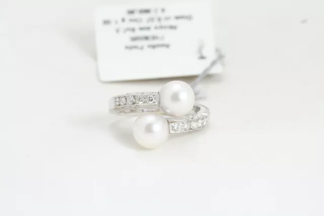 Bague pour Femme Contrarier Perles & Diamants en or Blanc 18 KT Neuf