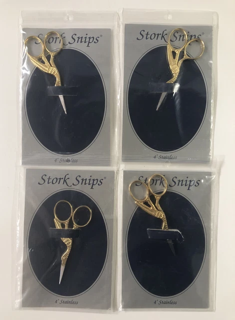 Tijeras bordadas de costura de cigüeña Dream Works chapadas en oro 4"" nuevo lote de 4