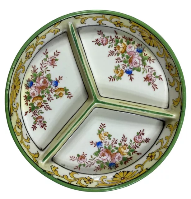 Antique 1920’s Moriyama Mori-Machi Japan Hand Painted Divided Dish