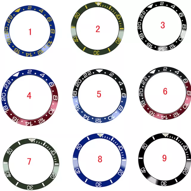 38mm Aluminum/Ceramic Bezel Insert Ring 9 Colors For 40mm GMT Watch Case Parts