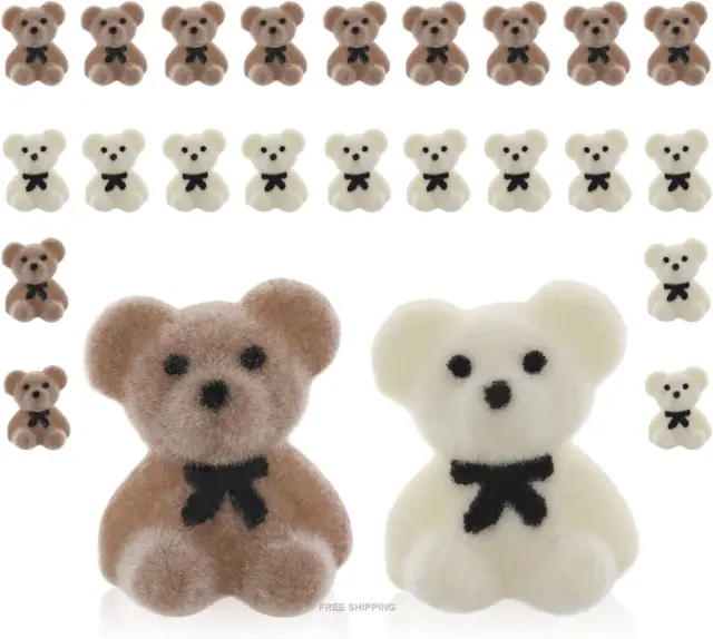 Prasacco 24 Pcs Mini Teddy Bears Small Flocked Teddy Bear Plush Stuffed Tiny for