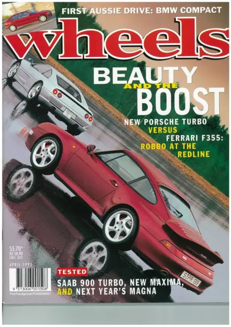 WHEELS car Magazine April 1995 Lotus Caterham Jaguar TWR 220S Saab 900 Turbo