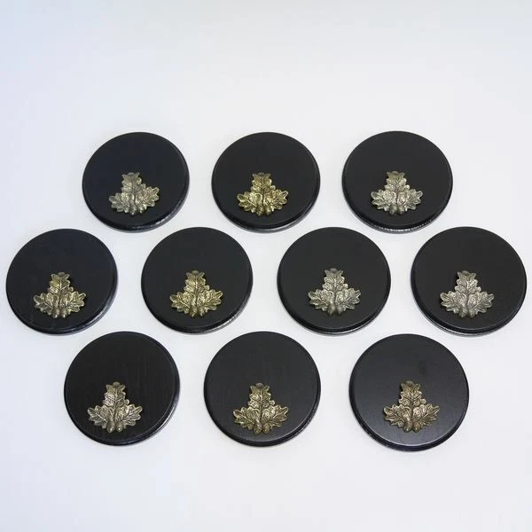 10 Pieza Placa de Jabalí Tablero Keiler Redondo Oscuro Af 13 CM 10 X Hoja Roble