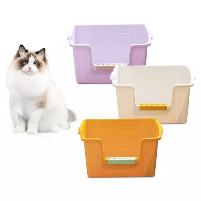 Cat Litter Box Kitten Litter Pan Semi Enclosed Potty Bedpan