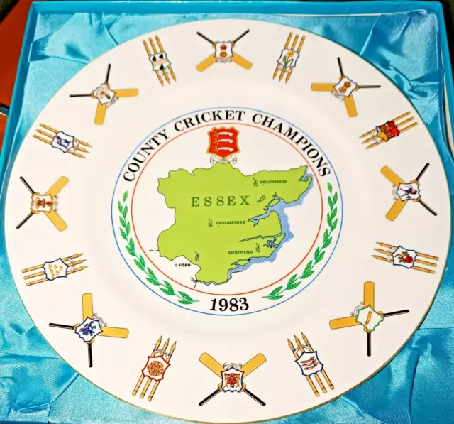 Large Coalport County Cricket Champions Essex 1983 Collectors Plate - Ideal Gift