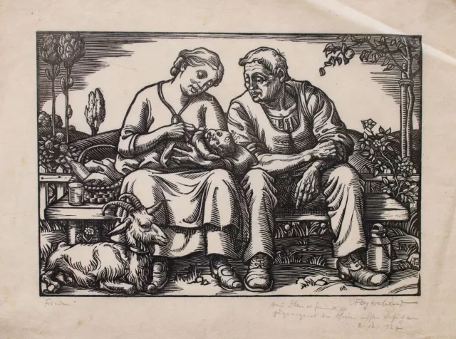 Erich Feyerabend - Frieden - Holzschnitt - 1925