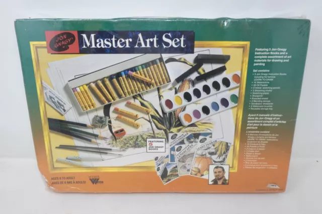 Jon Gnagy Master Art Set Learn To Draw Watercolor Oil Pastels Boxed Set Kit NEW