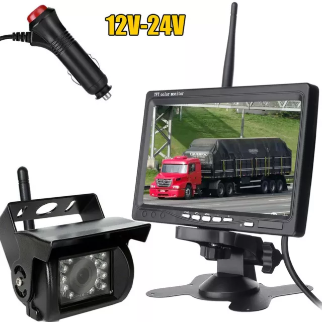 Wireless Car Rear View Camera 7" Backup Monitor Kit for Bus Motorhome Truck