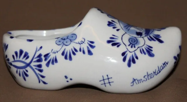 Vintage Hand Made Painted Netherlands Delft Shoe Souvenir Figurine