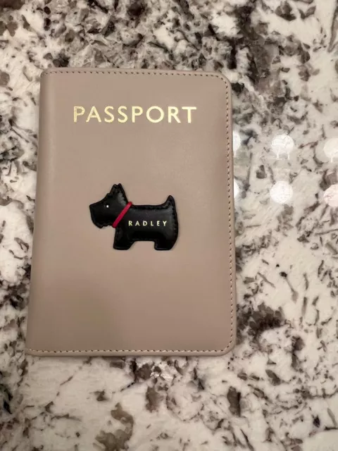 Nueva cubierta pasaporte Radley london - gris cuero genuino nuevo perro escocés