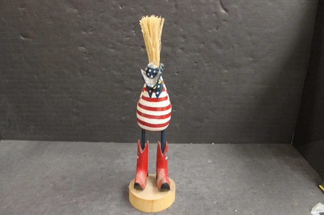 Navajo Pueblo Neal Tom Red White Blue Cowboy Rooster Wood Carving