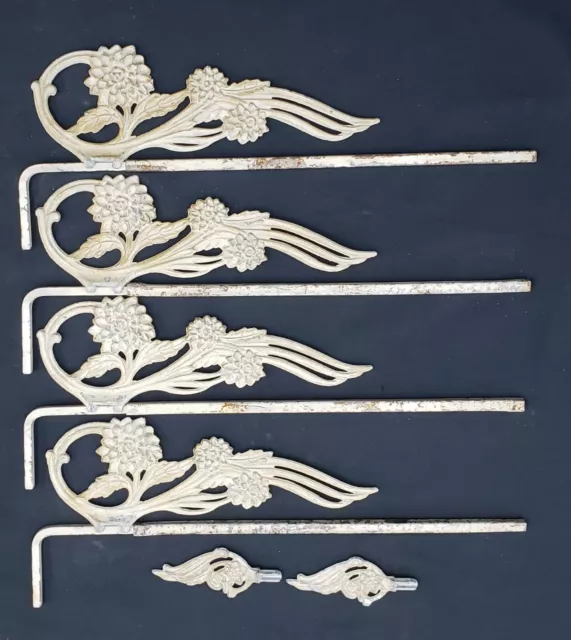 Set of 4 Art Nouveau Swing Out Adjustable Curtain Drapery Rods
