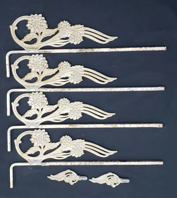 Set of 4 Art Nouveau Swing Out Adjustable Curtain Drapery Rods