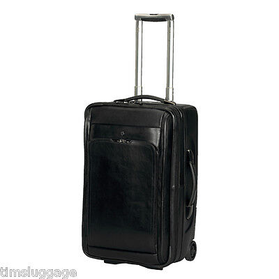 Victorinox 22" Tourbach Leather Carry-On Wheeled Upright Black Rolling Suitcase