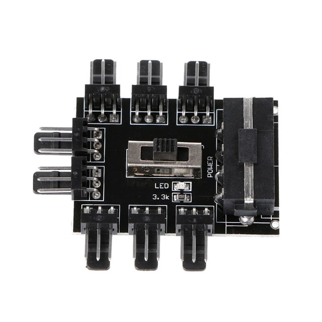 1 to 8 3Pin 12V Fans Hub Splitter PC Computer 3Pin Molex Cooling Speed Coontrol