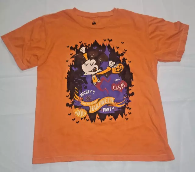Walt Disney World Mickey Youth L Orange Halloween Glow In The Dark Shirt 2018