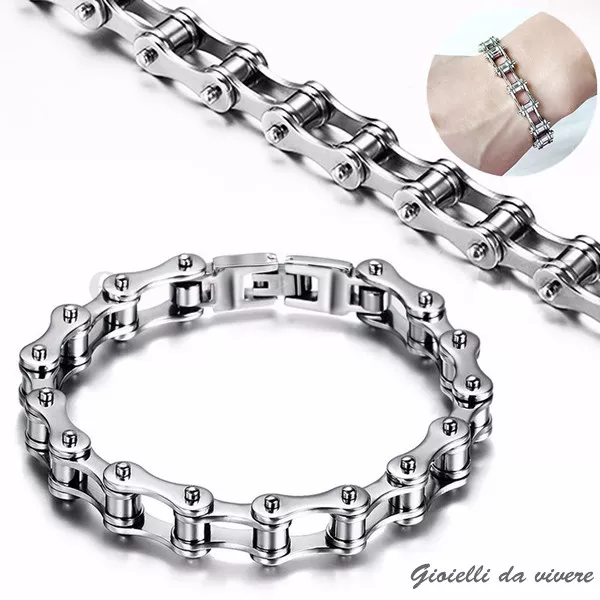 Acciaio Bracciale Bici Catena Inossidabile Moto Braccialetto Uomo Donna kb