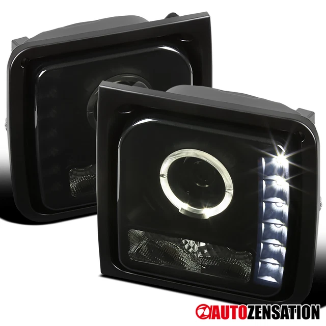 Fit 1997-2001 Jeep Cherokee Black/Smoke Halo Projector Headlights LED Strip