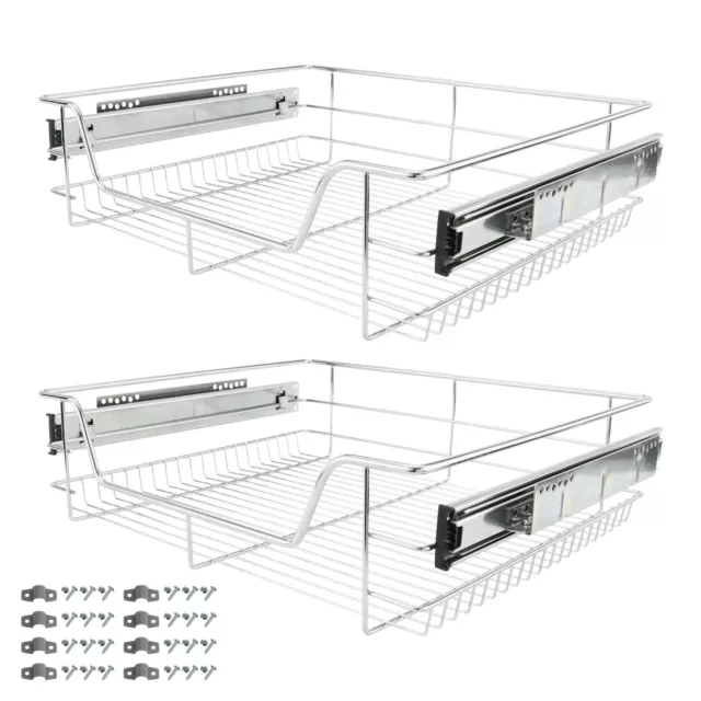 AREBOS 2x Teleskop Schublade Küchenschublade Korbauszug ausziehbar 60 cm