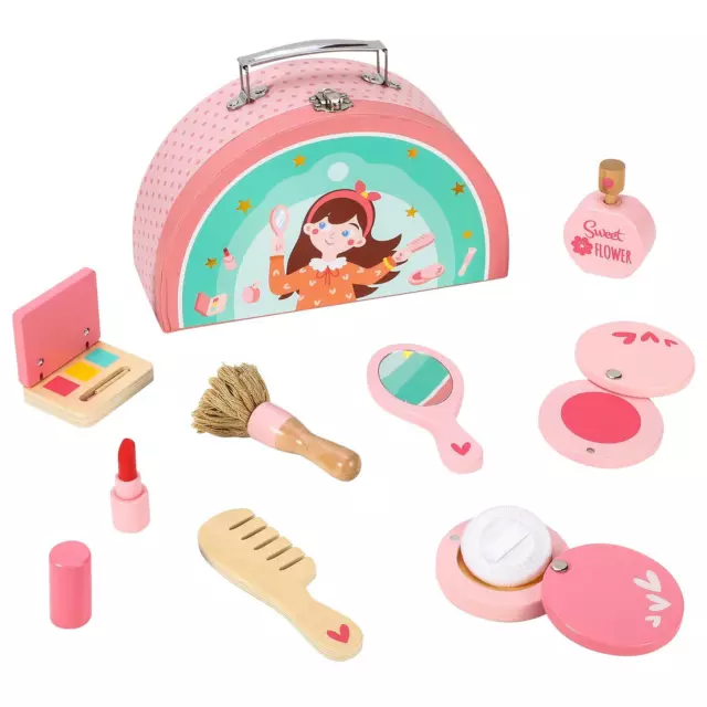 SOKA Wooden Makeup Pretend Play Toy Set Makeover Role Play Games for Girls 3+