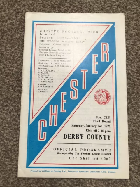 Chester V Derby Fac 1970-71