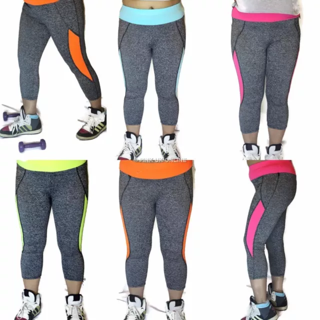 New Ladies Fitness Capri 3/4 Leggings Yoga Running Gym Exercise Sports Pants