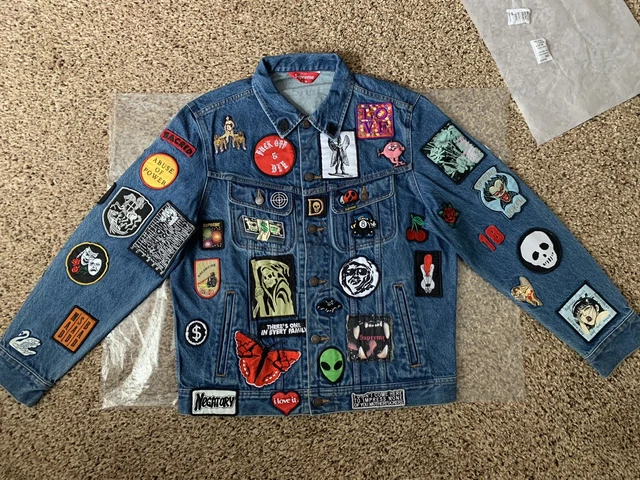 SUPREME PATCHES DENIM Trucker Jacket Blue Size Medium £650.00  