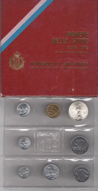 1975 Repubblica di San Marino Monete Divisionali FDC con 500 lire in argento