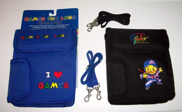 NINTENDO GameBoy GBC GBA GAMES CARRYING CASE & Travel Strap EMBROIDERED 4 styles