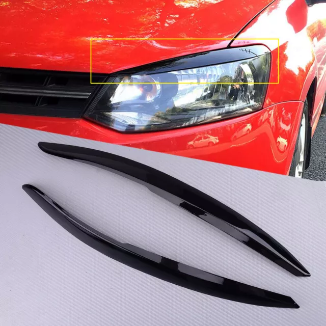 Couverture de garniture de paupière sourcil phare noir pour VW Polo MK5 2011-17