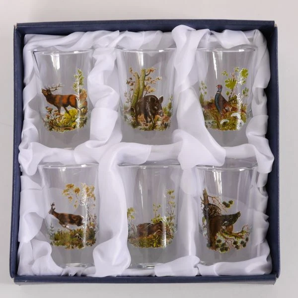 6 Piezas Aguardiente Vasos Juego - Alto - Con Jagddekor Color Seda 2 CL Nuevo 2