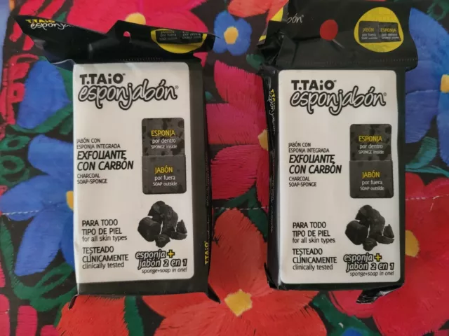 2pk - T.Taio Esponjabon Exfoliante con Carbon/ Charcoal Soap-Sponge