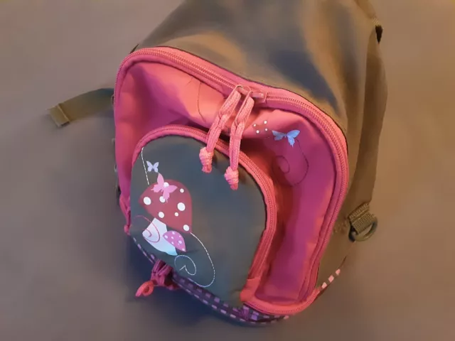 Lässig Kindergartenrucksack Mädchen Backpack klein Pilz Schmetterling pink oliv