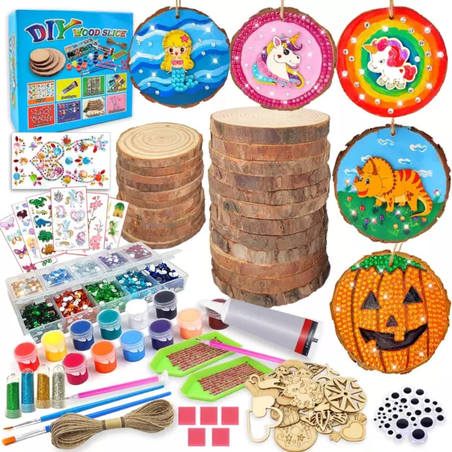 LEOGOR Multilayered Kids Craft Sets for Girls Ages 8-12 and Boys - Wooden  Ornaments to Color with Wood Deer Cutouts in Gift-Ready Packaging and Art
