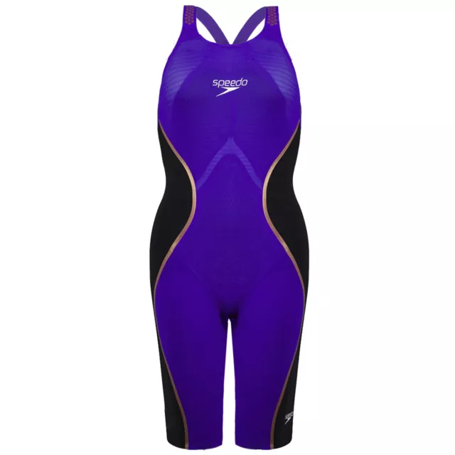 Speedo Fastskin Intent Openback Kneeskin Purple Black Women Swimsuit 8 11974F640