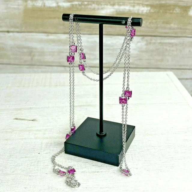 CWE Charles Winston 925 Sterling Silver Purple CZ Necklace 36”