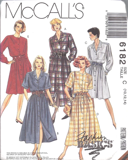 6182 UNCUT McCalls SEWING Pattern Misses Front Buttoned Dress Fashion Basics OOP
