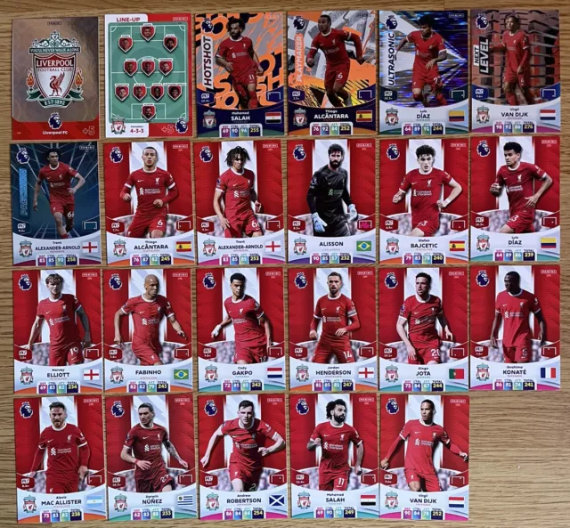 ADRENALYN XL PREMIER League 2023 2024 23 24 Liverpool Team Cards X 22