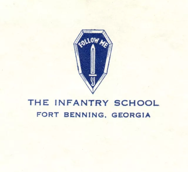 Fort Benning Georgia Infantry School  Vintage Letterhead WWII Korean War Era