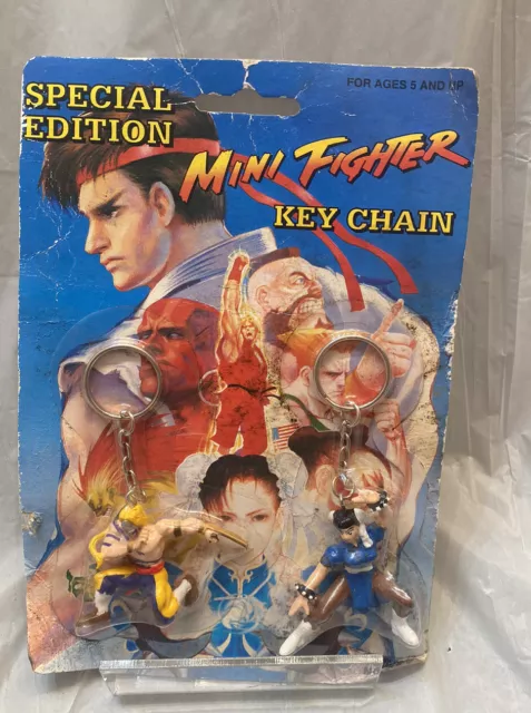 SET OF 2 Vintage Street Fighter Mini Key Chains NEW SEALED VEGA CHUN-LI