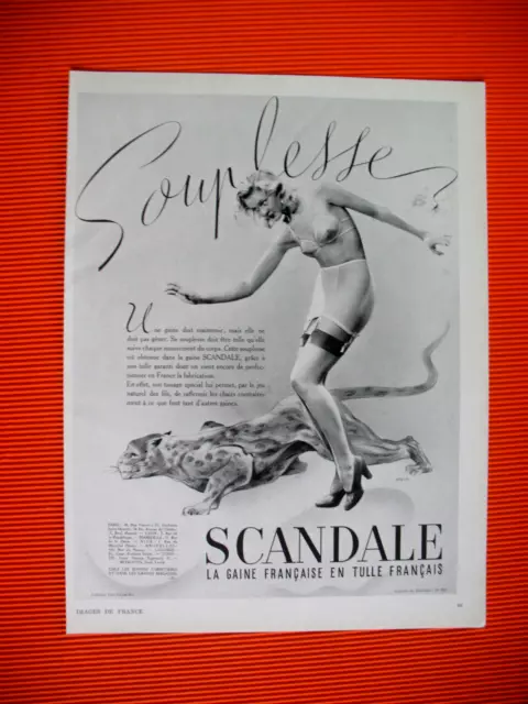 Publicite De Presse Scandale Gaine En Tulle Souplesse Illustration Starr Ad 1940
