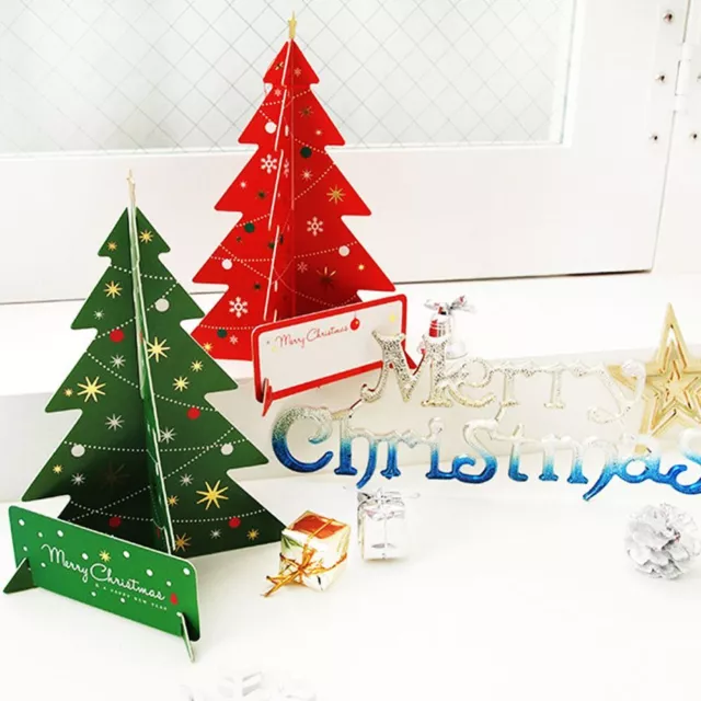 Hot Sale Folding Pop Up Handmade 3D Greeting Cards Xmas Tree Merry Christmas