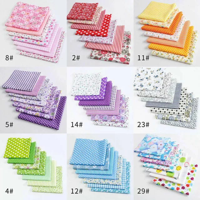7PCS 100% Cotton Fabric DIY Decor Assorted Pre-Cut Fat Quarters Bundle 25*24cm